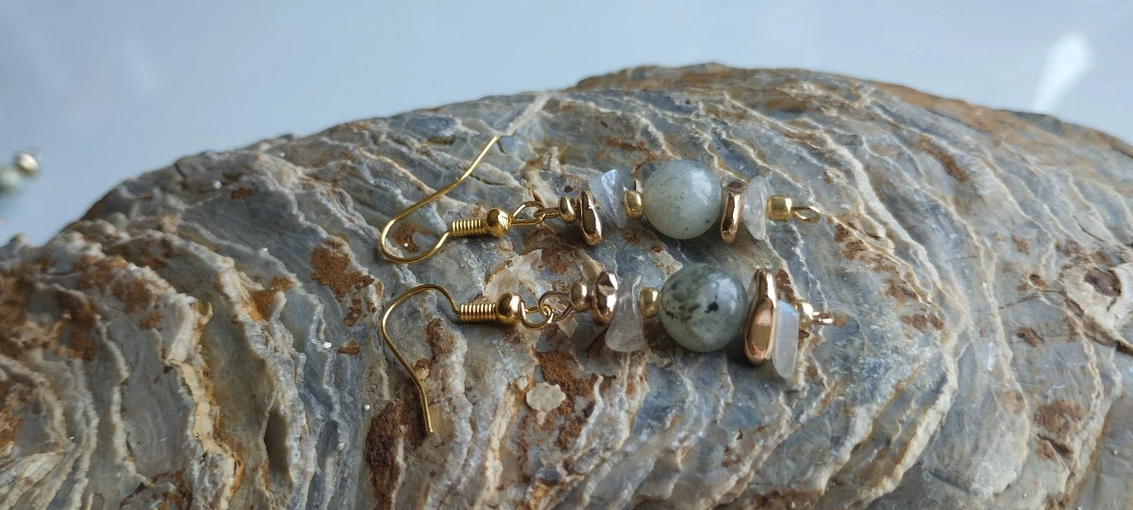 🧿🎁🪨Beautiful Labradorite and Hematite Earrings Gold Plated🪨🎁🧿 – photo 3